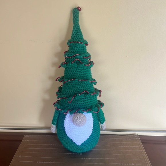 Artesian Christmas Tree gnome handcrafted crochet amigurumi
